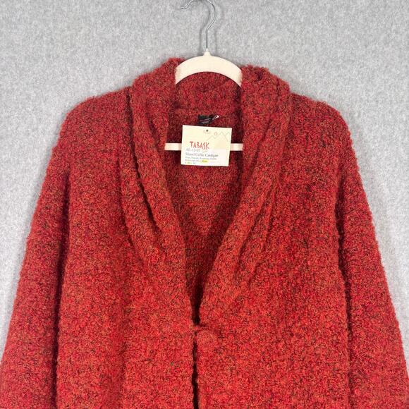 Tabask Shawl Cardigan Sweater Medium Alpaca Wool Nubby Fuzzy Artsy‎ Boiled Rust - Picture 2 of 9
